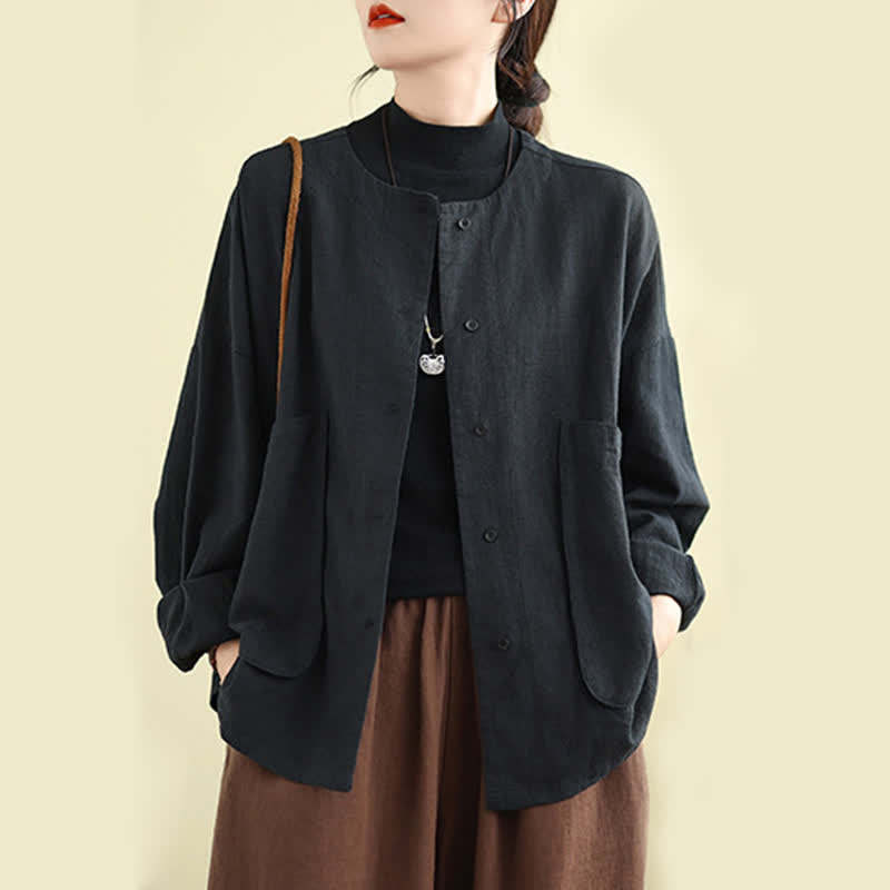 Buddha Stones無地デザイン長袖レディースジャケット（ポケット付き） - 黒 - US14、 UK/AU18、 EU46 (2XL) - image 10