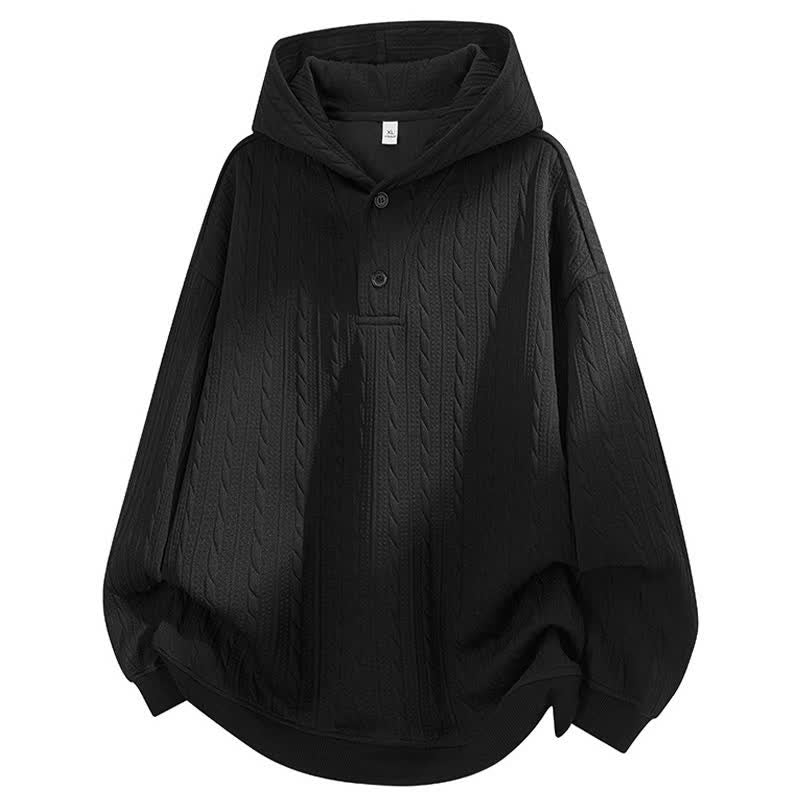 Buddha Stones秋冬用ボタン ツイストデザイン 長袖 メンズパーカー - image 9