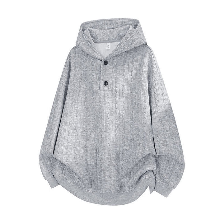 Buddha Stones秋冬用ボタン ツイストデザイン 長袖 メンズパーカー - ライトグレー - US/UK/AU42、 EU52 (3XL) - image 0