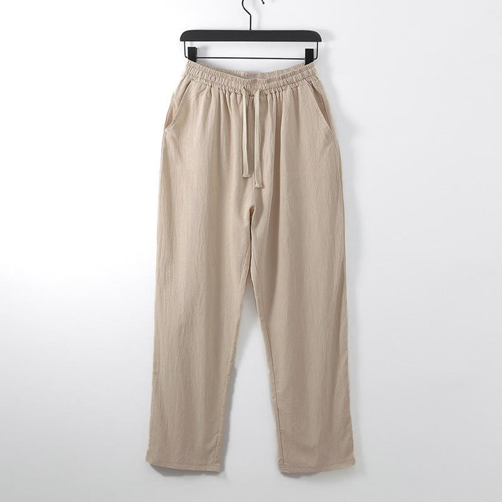 Buddha Stones無地 コットンリネン カジュアル ルーズ メンズパンツ ポケット付き - ピーチパフ - US/UK/AU54、 EU64 (9XL) - image 7