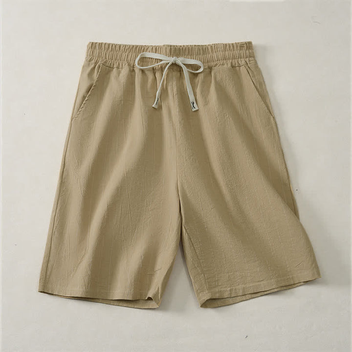 Buddha Stones 夏用カジュアルドローストリングストライプ柄メンズショートパンツ（ポケット付き） - タン - US/UK/AU44, EU54 （3XL） - image 7