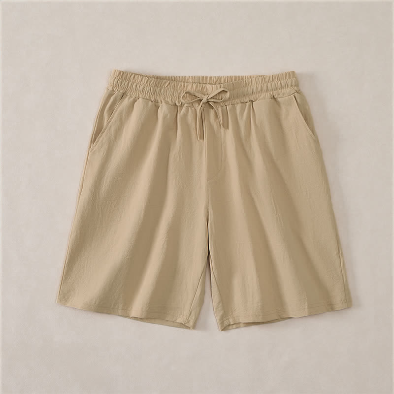 Buddha Stones 夏用カジュアルドローストリング付き無地コットンメンズショートパンツ（ポケット付き） - タン - US/UK/AU44、 EU54 (3XL) - image 16