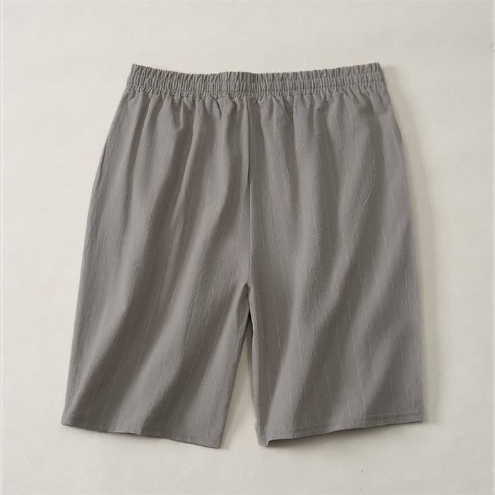 Buddha Stones 夏用カジュアルドローストリングストライプ柄メンズショートパンツ（ポケット付き） - image 15