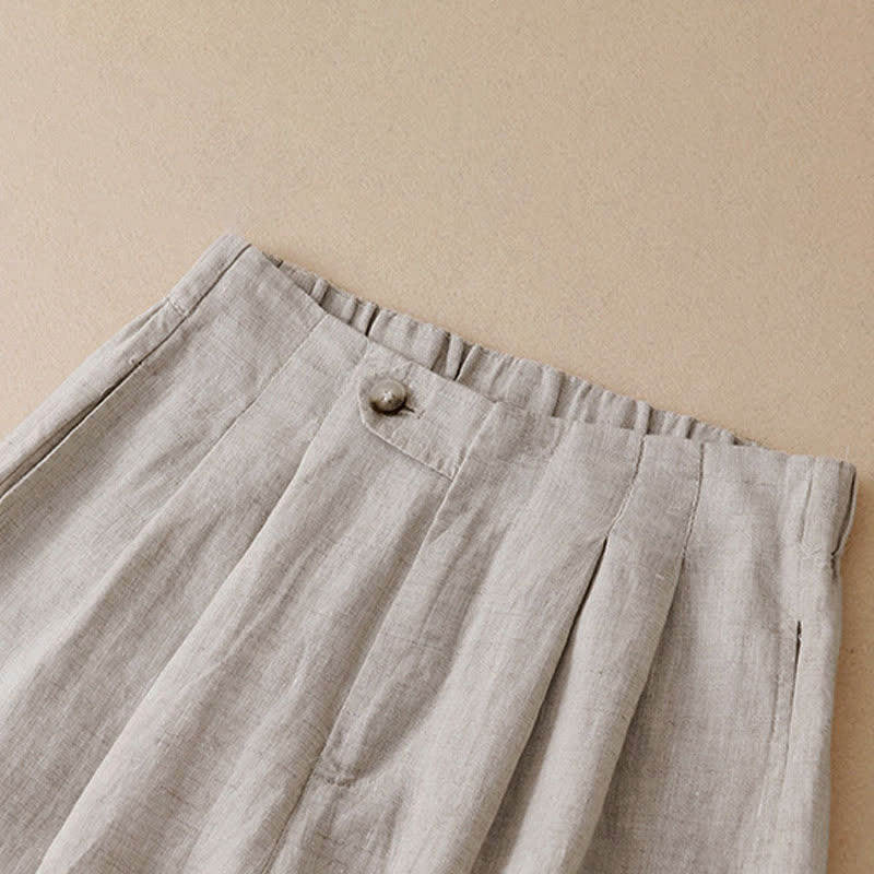 Buddha Stones 夏物カジュアルミニマリストボタンアップ無地アンクルパンツレディースワイドレッグパンツポケット付き - image 12