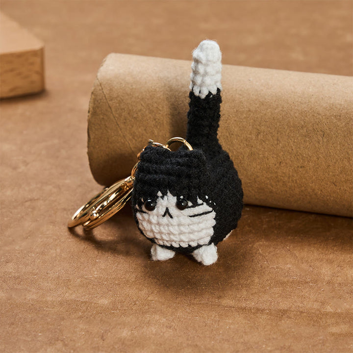 Buddha Stones 手編みのかわいい猫のバッグチャーム、柔らかなキーホルダー - image 12