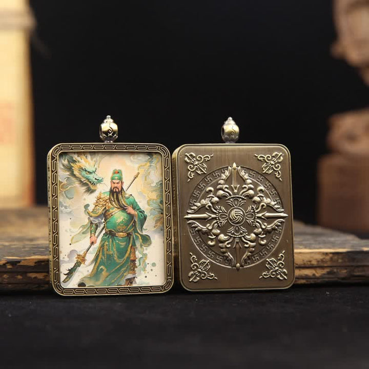Buddha Stones 銅製の関羽護符編みタッセル付きタンカネックレス - image 3