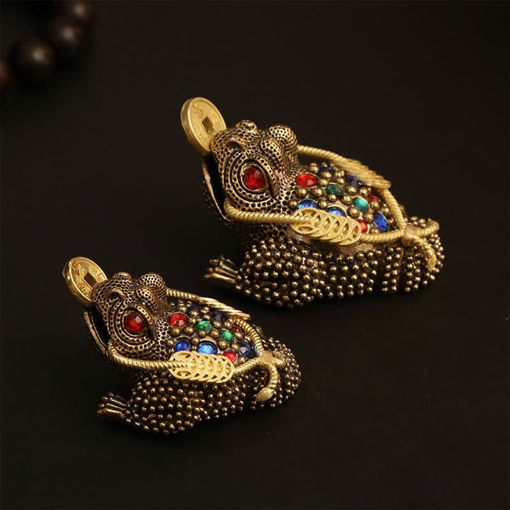 Buddha Stones 真鍮製の三本足の金運カエル（富と幸運繁栄のシンボル） - image 0