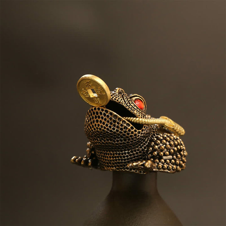 Buddha Stones 真鍮製の三本足の金運カエル（富と幸運繁栄のシンボル） - image 2