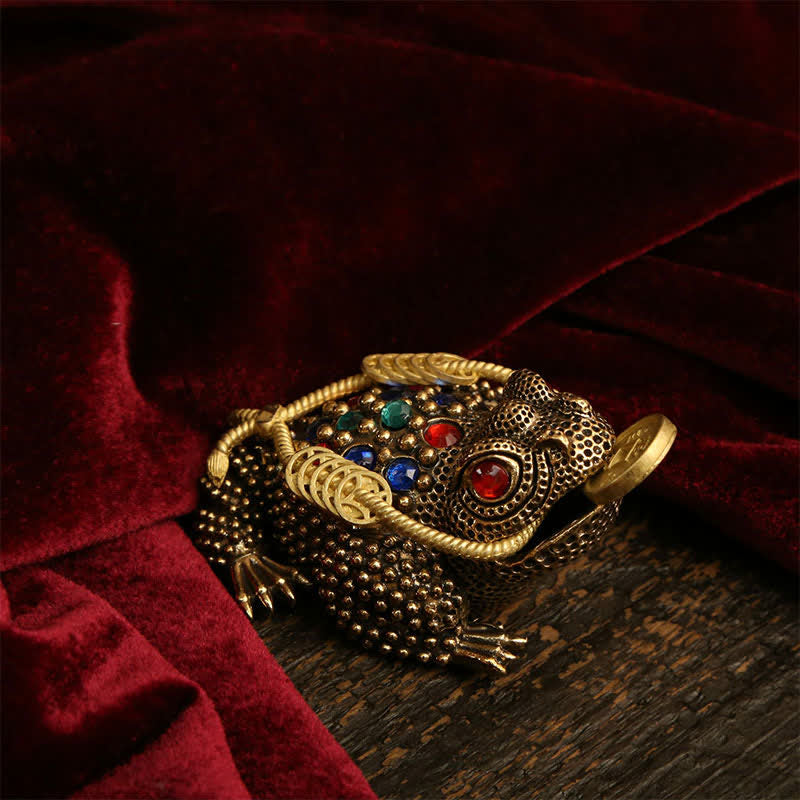 Buddha Stones 真鍮製の三本足の金運カエル（富と幸運繁栄のシンボル） - image 4