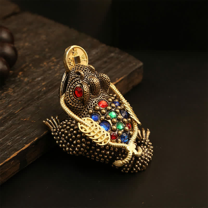 Buddha Stones 真鍮製の三本足の金運カエル（富と幸運繁栄のシンボル） - 大型マネーフロッグ 8.6cm × 4.6cm × 5.3cm - image 3