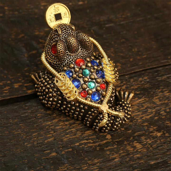 Buddha Stones 真鍮製の三本足の金運カエル（富と幸運繁栄のシンボル） - image 12