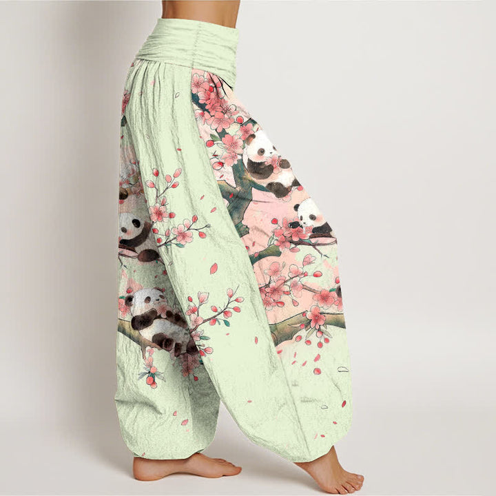 Buddha Stones コットンパンダ桜柄レディースゴムウエストハーレムパンツ - image 6