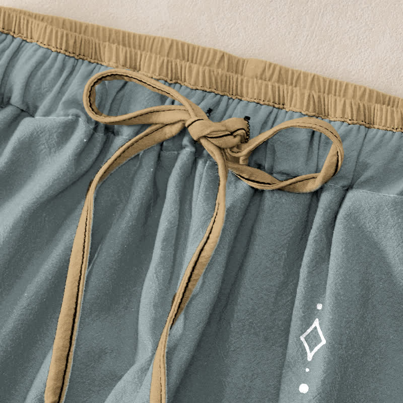 Buddha Stones 純綿素材、禅蓮模様、オム柄、ウエストゴム入り、ポケット付きレディースパンツ - image 9