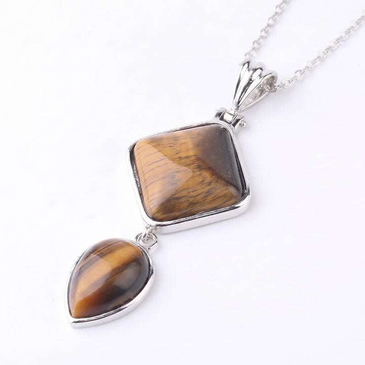 Buddha Stones 天然石オパールダブルペンダントカームネックレス - タイガーアイ - image 14