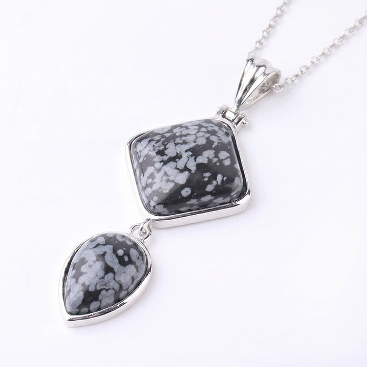 Buddha Stones 天然石オパールダブルペンダントカームネックレス - スノーフレークオブシディアン - image 24