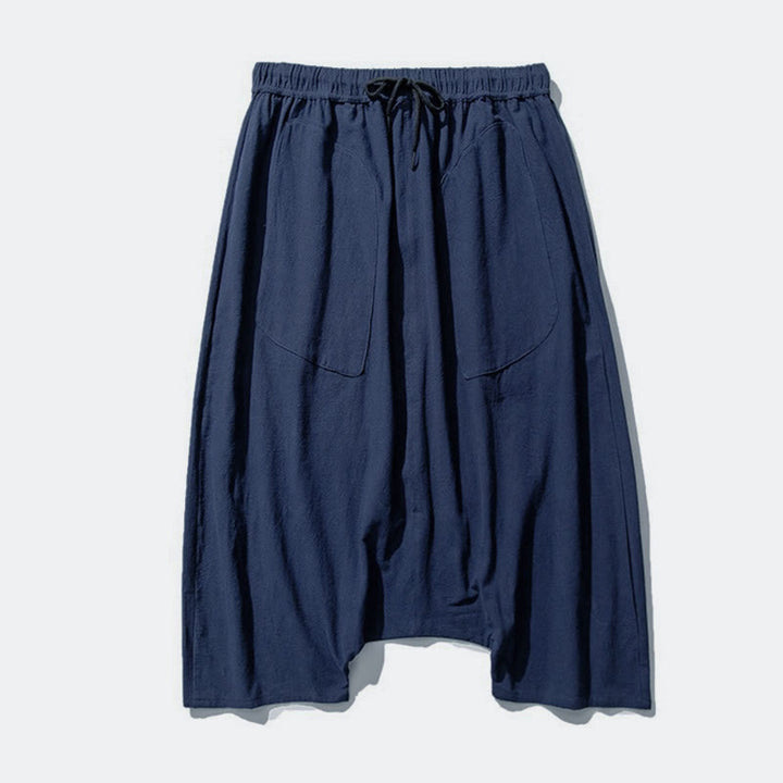 Buddha Stonesカジュアル ロークロッチデザイン ドローストリング メンズ 7-8丈 ワイドレッグパンツ ポケット付き - image 8