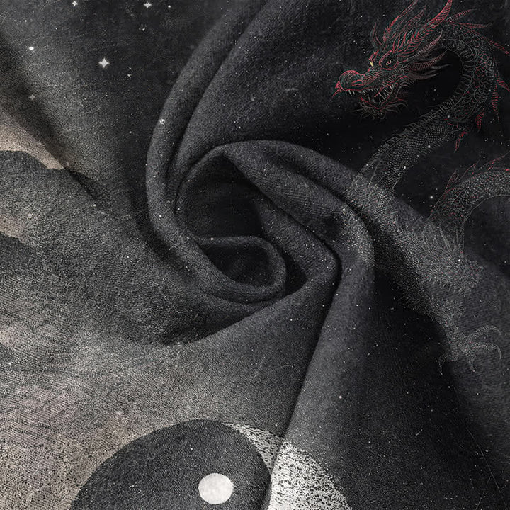 Buddha Stones コットン素材の陰陽メンズ半袖ハーフボタンシャツ - image 4