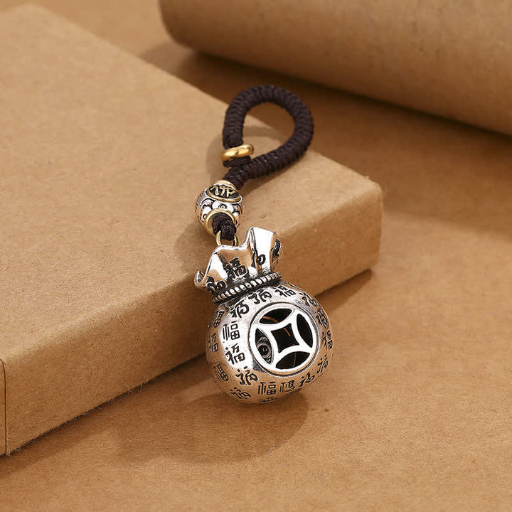 Buddha Stones 銅製の福の文字入り金袋良縁祈願キーホルダー - image 3