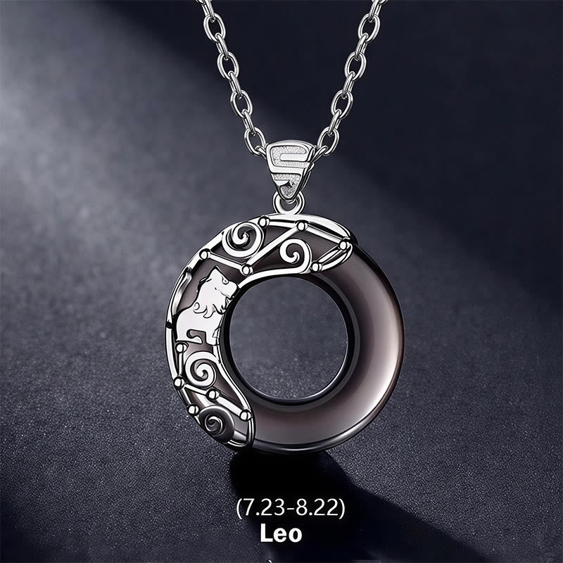 Buddha Stones12星座 アイスオブシディアン 祝福 ラウンドペンダントネックレス - レオ - 925スターリングシルバーチェーン - image 10