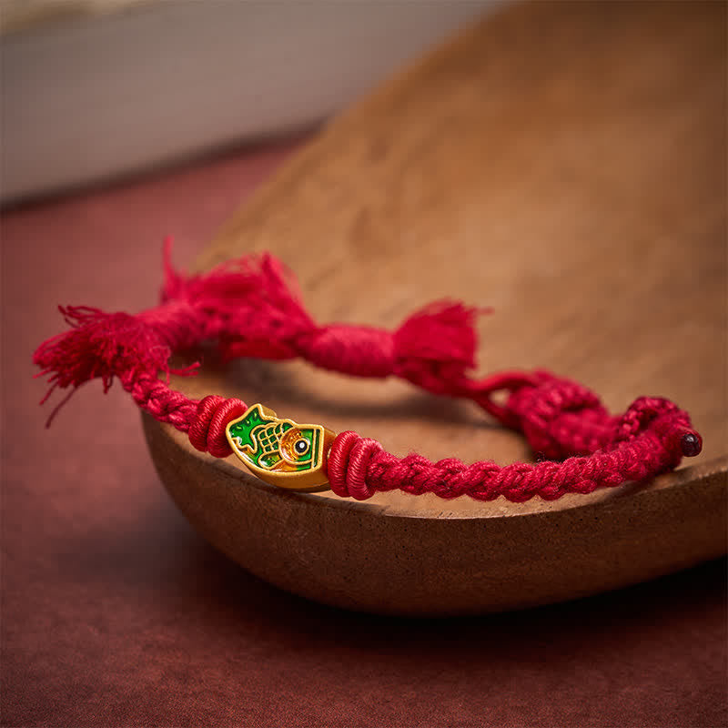 Buddha Stones 縁起の良い赤紐の鯉の成就ブレスレット - image 5