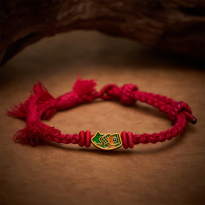 Buddha Stones 縁起の良い赤紐の鯉の成就ブレスレット - image 7
