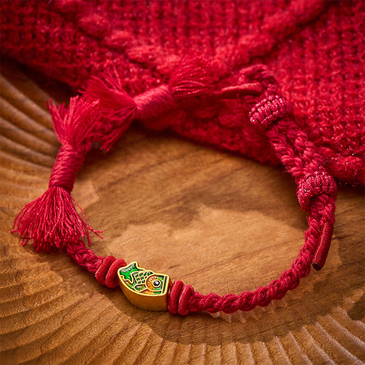 Buddha Stones 縁起の良い赤紐の鯉の成就ブレスレット - image 6