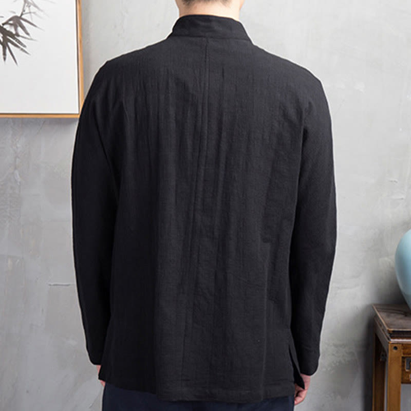 Buddha Stones無地カジュアルカエルボタンメンズシャツ - image 19