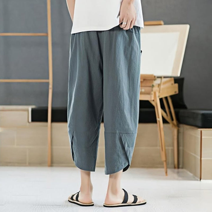 Buddha Stonesメンズ 夏用 無地 7-8丈 ドローストリングパンツ ポケット付き - image 4