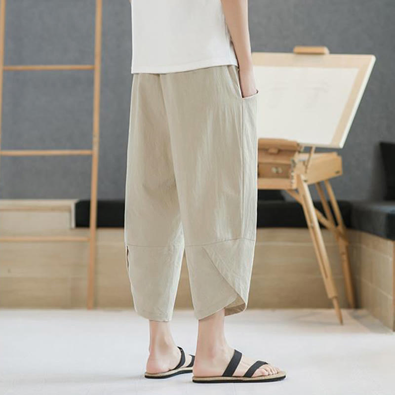 Buddha Stonesメンズ 夏用 無地 7-8丈 ドローストリングパンツ ポケット付き - image 40