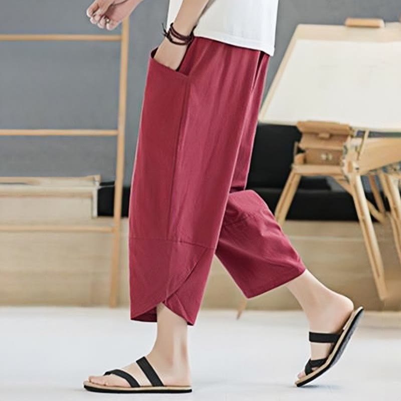 Buddha Stonesメンズ 夏用 無地 7-8丈 ドローストリングパンツ ポケット付き - image 35