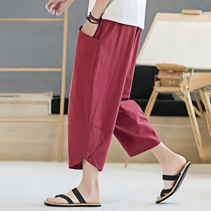 Buddha Stonesメンズ 夏用 無地 7-8丈 ドローストリングパンツ ポケット付き - image 35