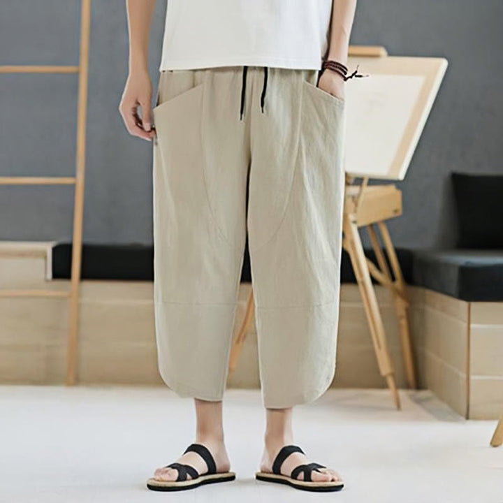 Buddha Stonesメンズ 夏用 無地 7-8丈 ドローストリングパンツ ポケット付き - image 38