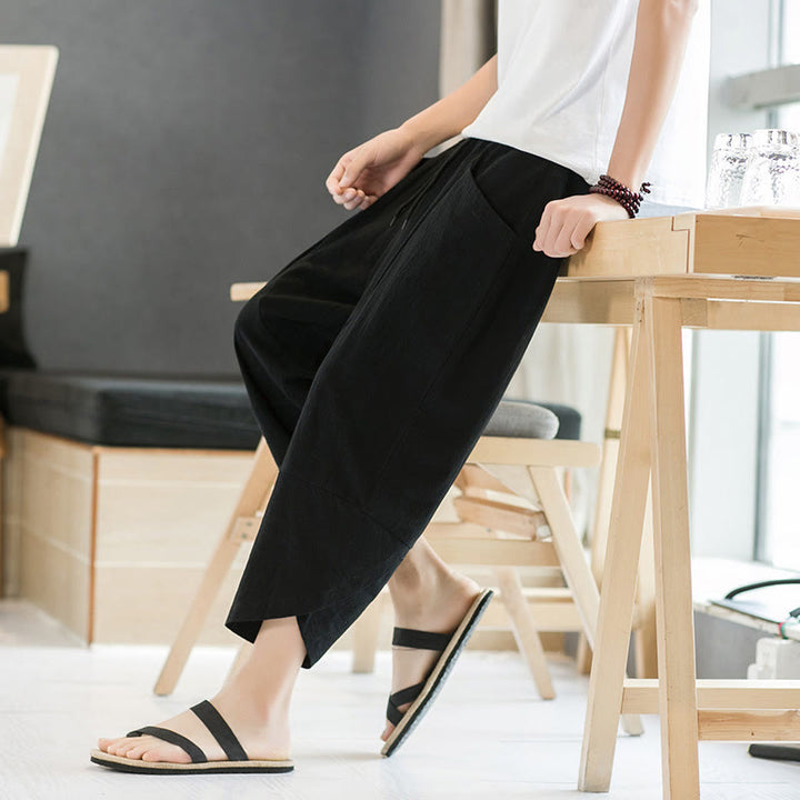 Buddha Stonesメンズ 夏用 無地 7-8丈 ドローストリングパンツ ポケット付き - image 11
