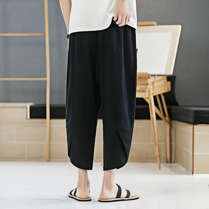 Buddha Stonesメンズ 夏用 無地 7-8丈 ドローストリングパンツ ポケット付き - image 10