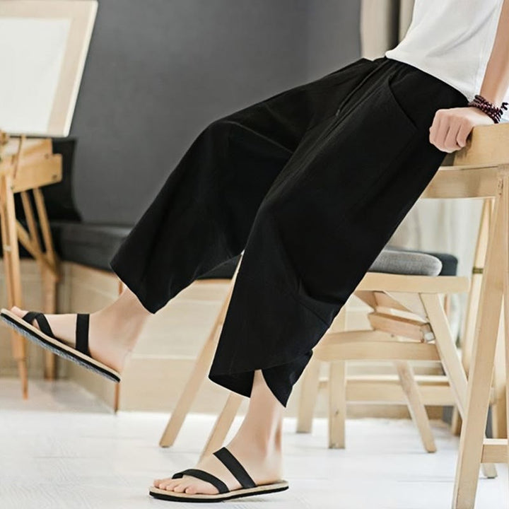 Buddha Stonesメンズ 夏用 無地 7-8丈 ドローストリングパンツ ポケット付き - image 12