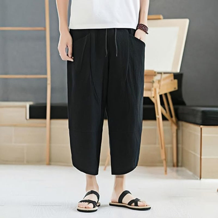 Buddha Stonesメンズ 夏用 無地 7-8丈 ドローストリングパンツ ポケット付き - image 7