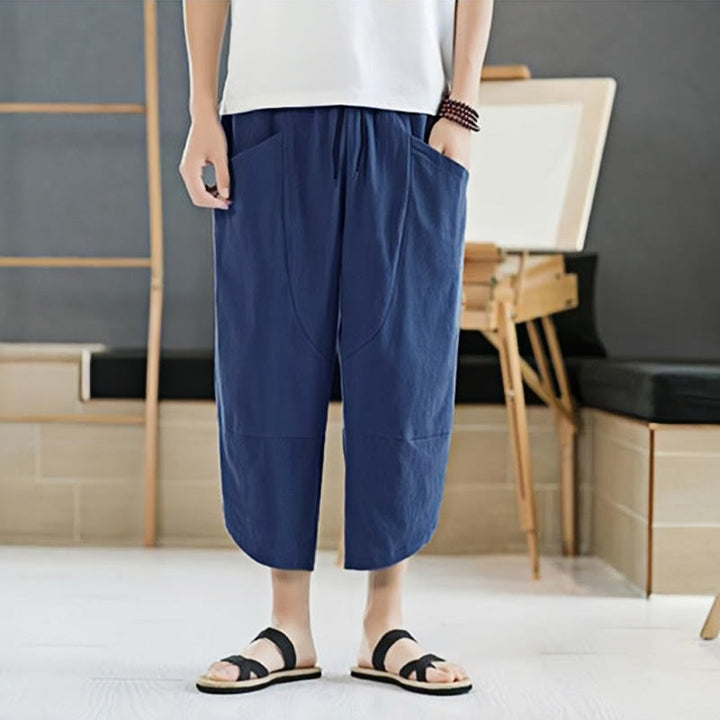 Buddha Stonesメンズ 夏用 無地 7-8丈 ドローストリングパンツ ポケット付き - image 22