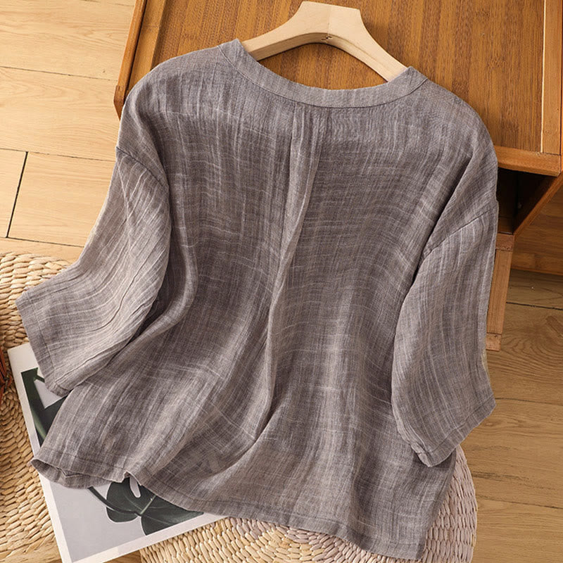 Buddha Stonesカジュアル サマー 無地 クルーネック レディース 七分袖 Tシャツ - image 17