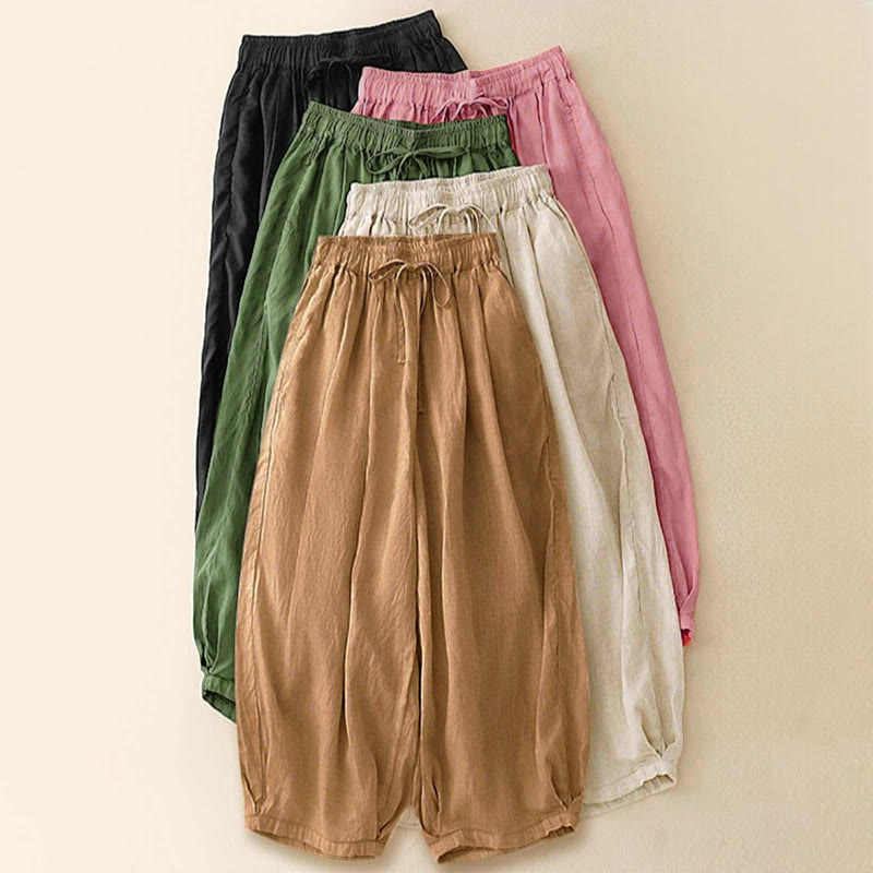 Buddha Stonesサマー エラスティックウエスト レディース カプリ丈 クロップド ハーレムパンツ ポケット付き - image 32
