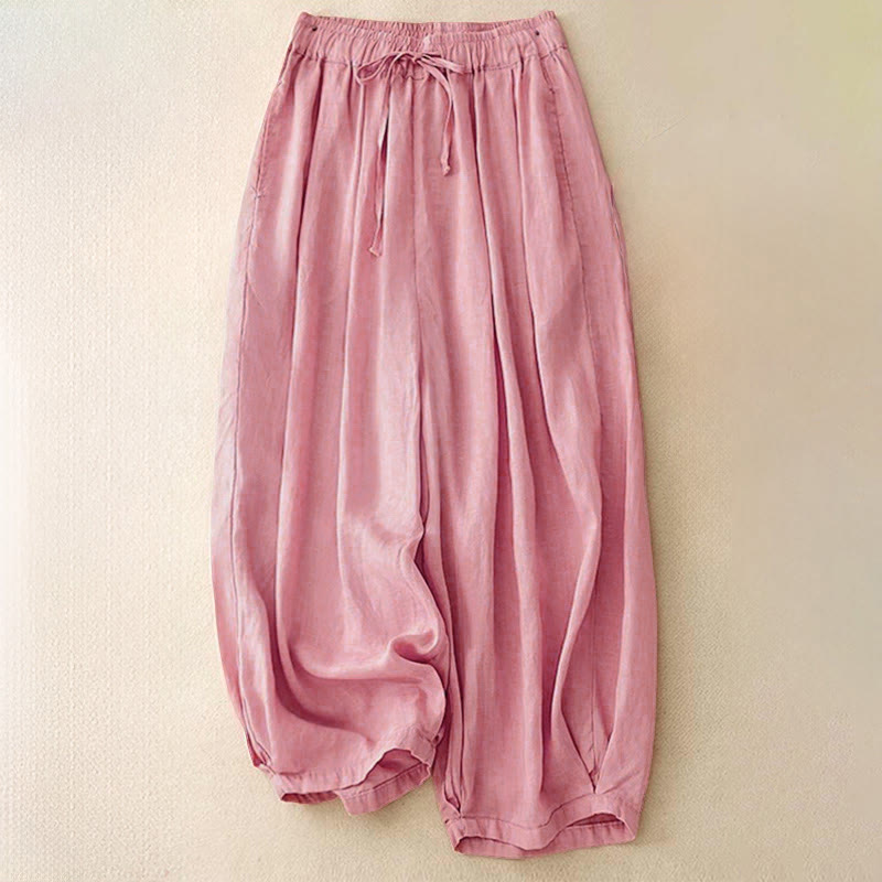 Buddha Stonesサマー エラスティックウエスト レディース カプリ丈 クロップド ハーレムパンツ ポケット付き - ピンク - US8-10，UK/AU12-14，EU40-42 (2XL) - image 18