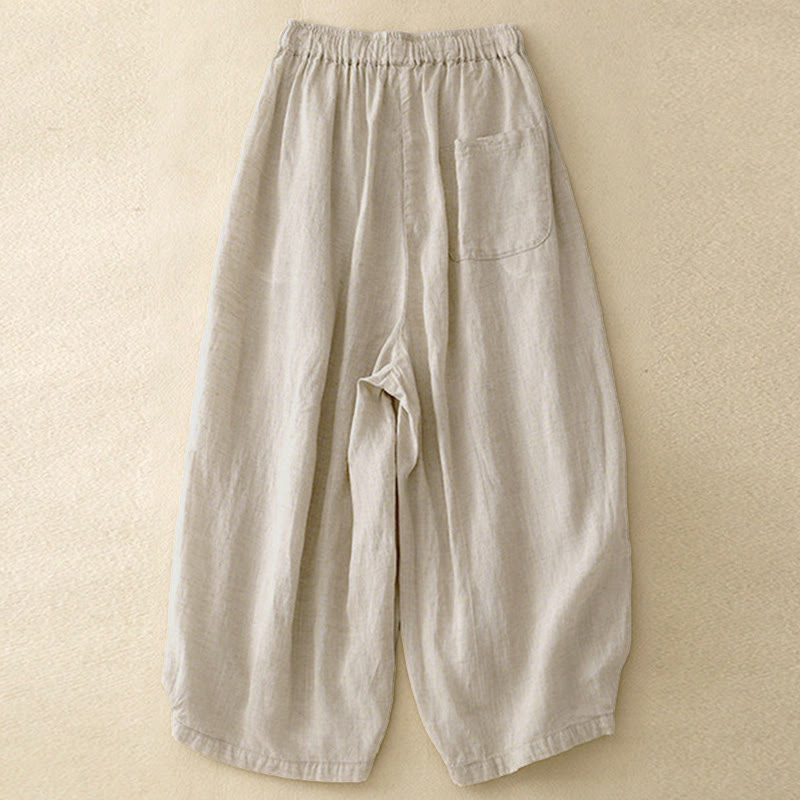 Buddha Stonesサマー エラスティックウエスト レディース カプリ丈 クロップド ハーレムパンツ ポケット付き - image 1