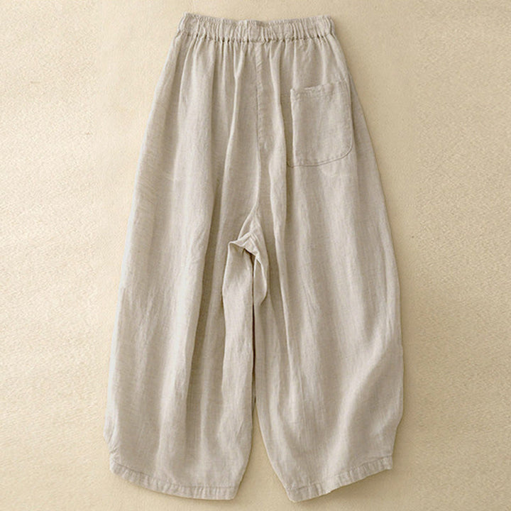 Buddha Stonesサマー エラスティックウエスト レディース カプリ丈 クロップド ハーレムパンツ ポケット付き - image 1