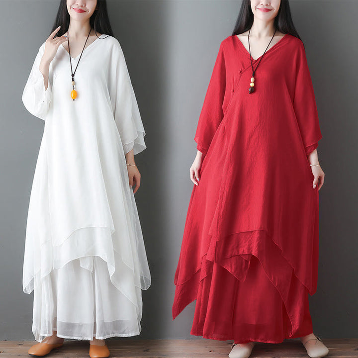 Buddha StonesVネック ミディ丈チュニックドレス ワイドレッグパンツ 瞑想 禅 練習 ダンスウェア - image 20