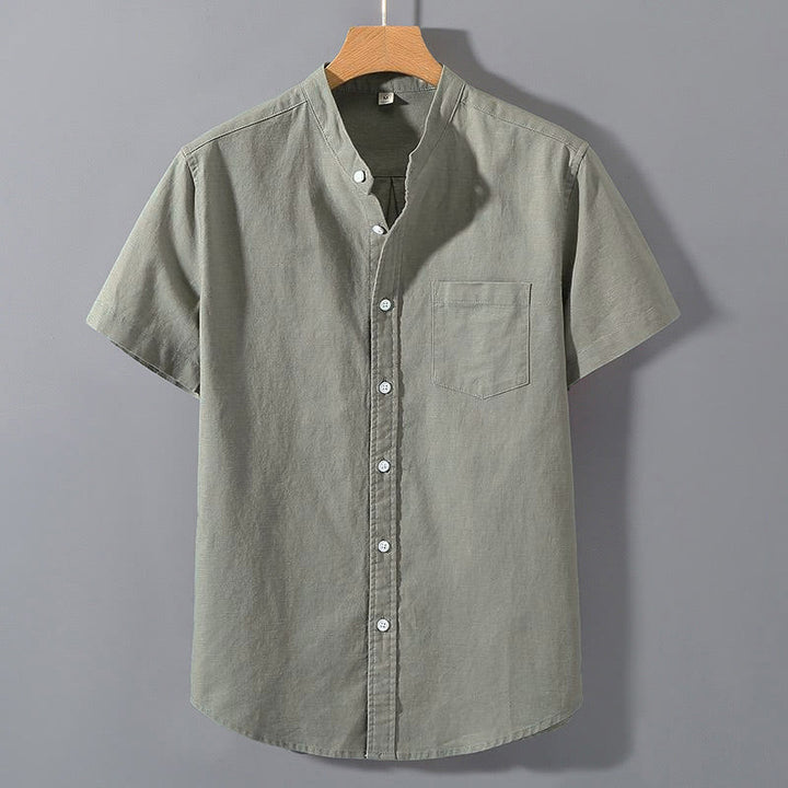 Buddha Stonesサマー メンズ 半袖 ボタンダウン コットンリネンシャツ - ダークシーグリーン - US/UK/AU42、 EU52 (3XL)  - image 0