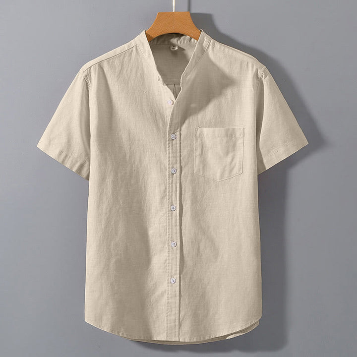 Buddha Stonesサマー メンズ 半袖 ボタンダウン コットンリネンシャツ - パパイヤホイップ - US/UK/AU42、 EU52 (3XL)  - image 5
