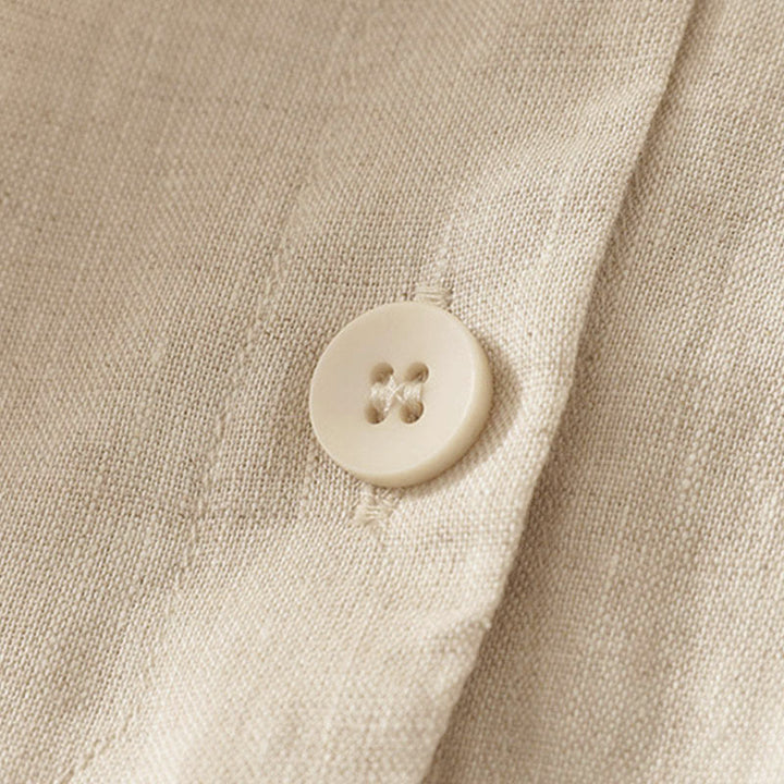 Buddha Stones夏用 無地 Vネック ボタン シンプルデザイン レディース 半袖シャツ - image 8