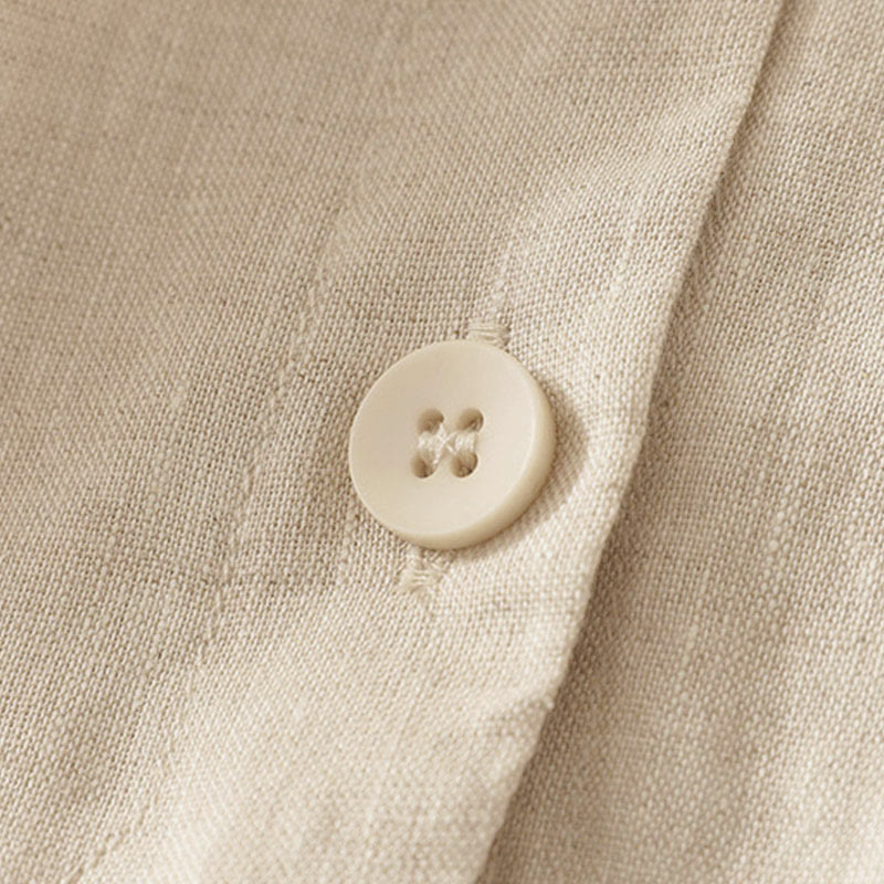 Buddha Stones夏用 無地 Vネック ボタン シンプルデザイン レディース 半袖シャツ - image 8