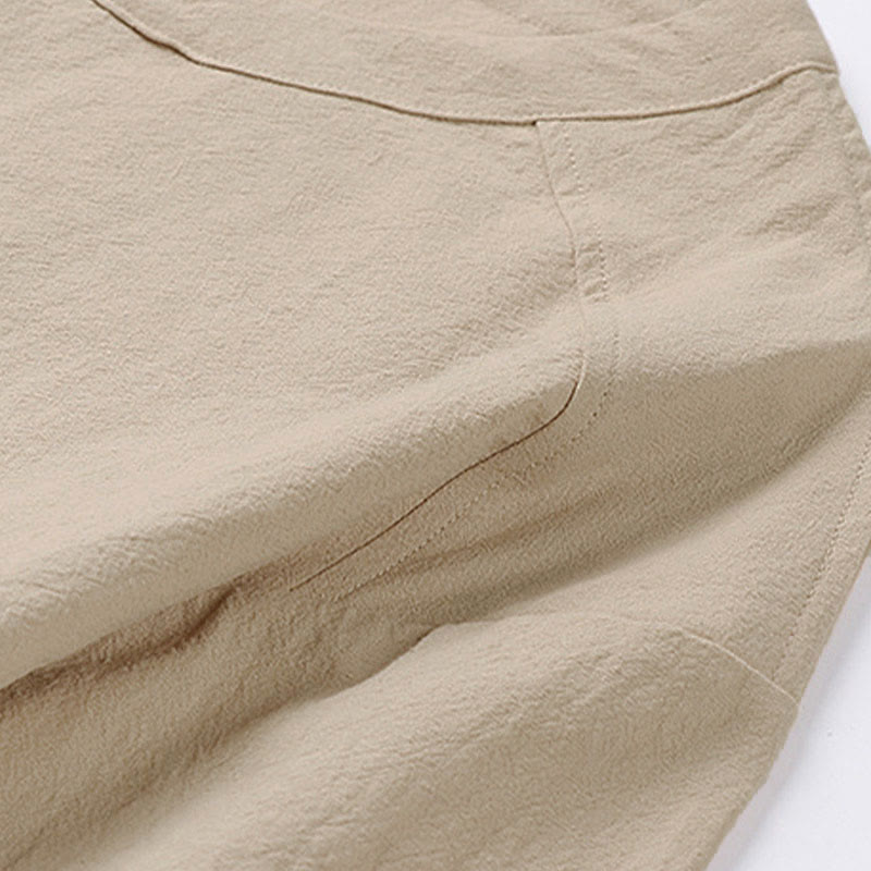 Buddha Stones夏用 カジュアル クルーネック メンズ 肘丈袖 コットンリネン Tシャツ - image 3