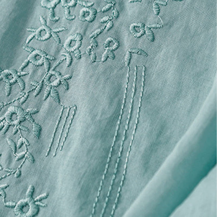 Buddha Stonesカジュアル レディース 刺繍入り花柄 Vネック ゆったり半袖シャツ - image 23