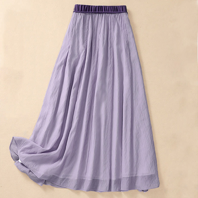 Buddha Stonesカジュアル コントラストカラー プリーツ レースアップデザイン レディース 7-8丈スカート - image 17